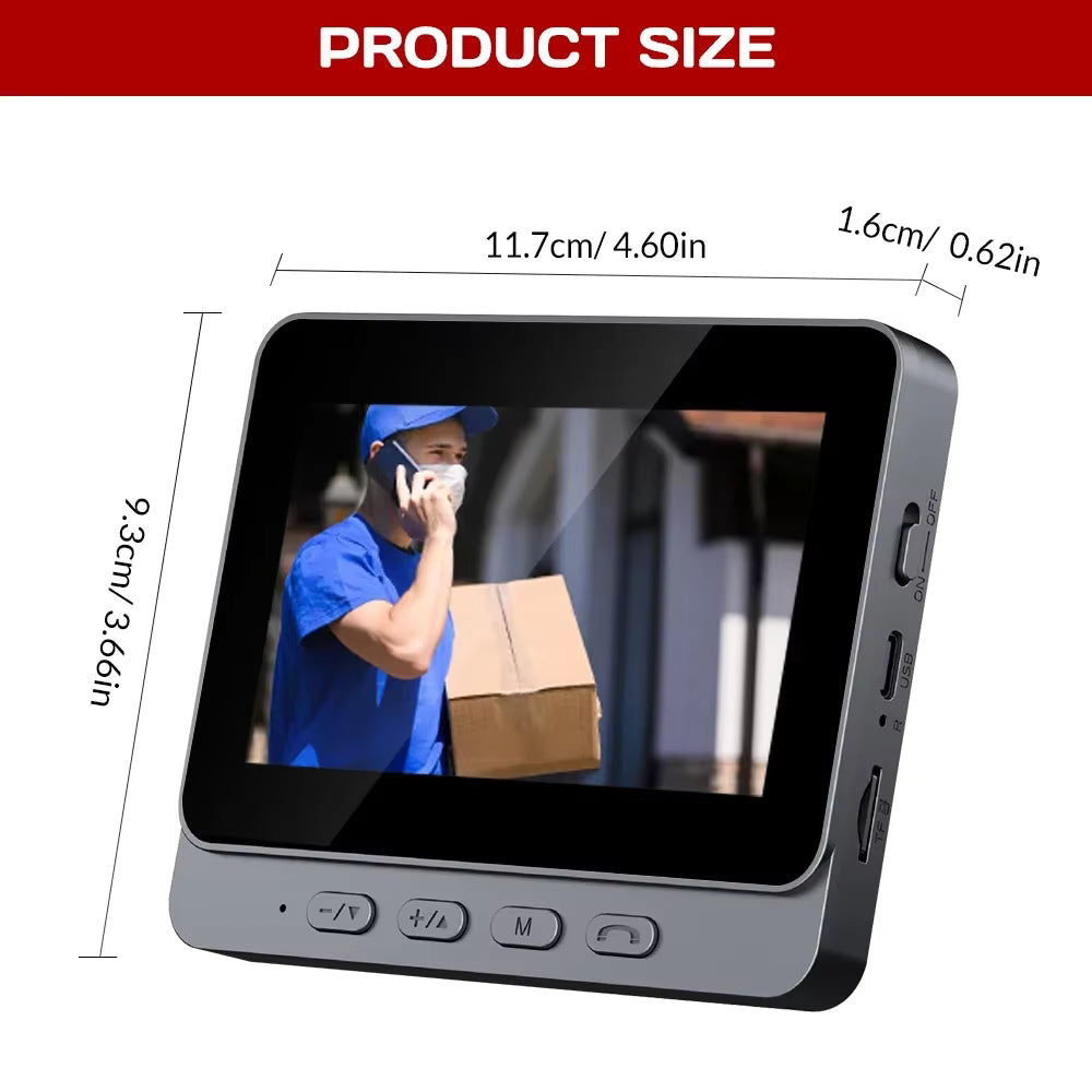 Smart WiFi Video Doorbell 4.3" Screen HD Camera with Two-Way Audio