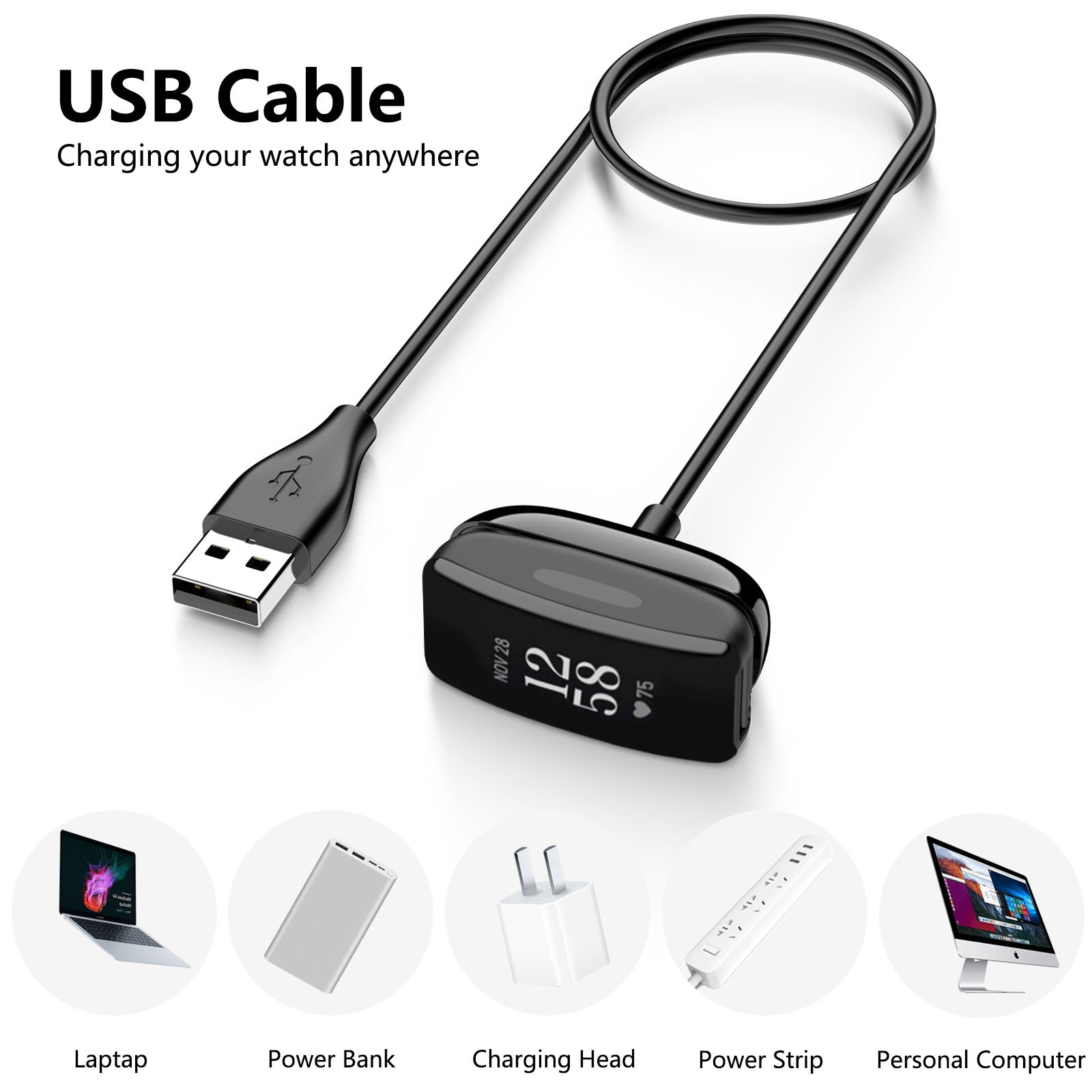 Fitbit Inspire/ACE Series USB Charger Cable - 100cm Dock Clip