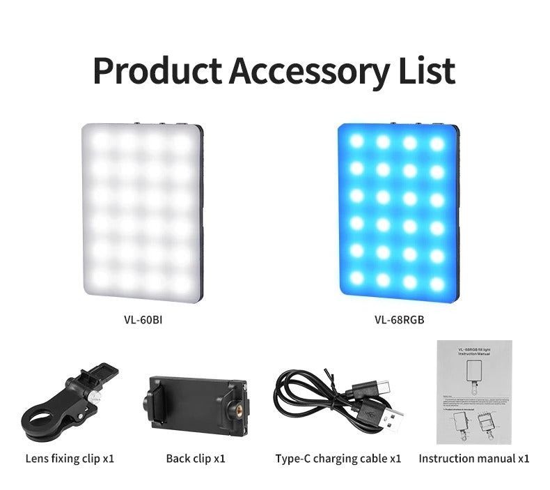 Portable RGB LED Video Light for Live Streaming and Vlogging