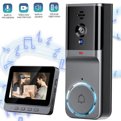 Smart WiFi Video Doorbell 4.3" Screen HD Camera with Two-Way Audio